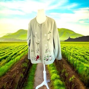 CROFT & BARROW Zip Up Fleece Embroidered Jacket Size 1X